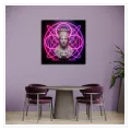 Αρχαίο Άγαλμα Καρυάτιδας με Νέον Κύκλους Magenta