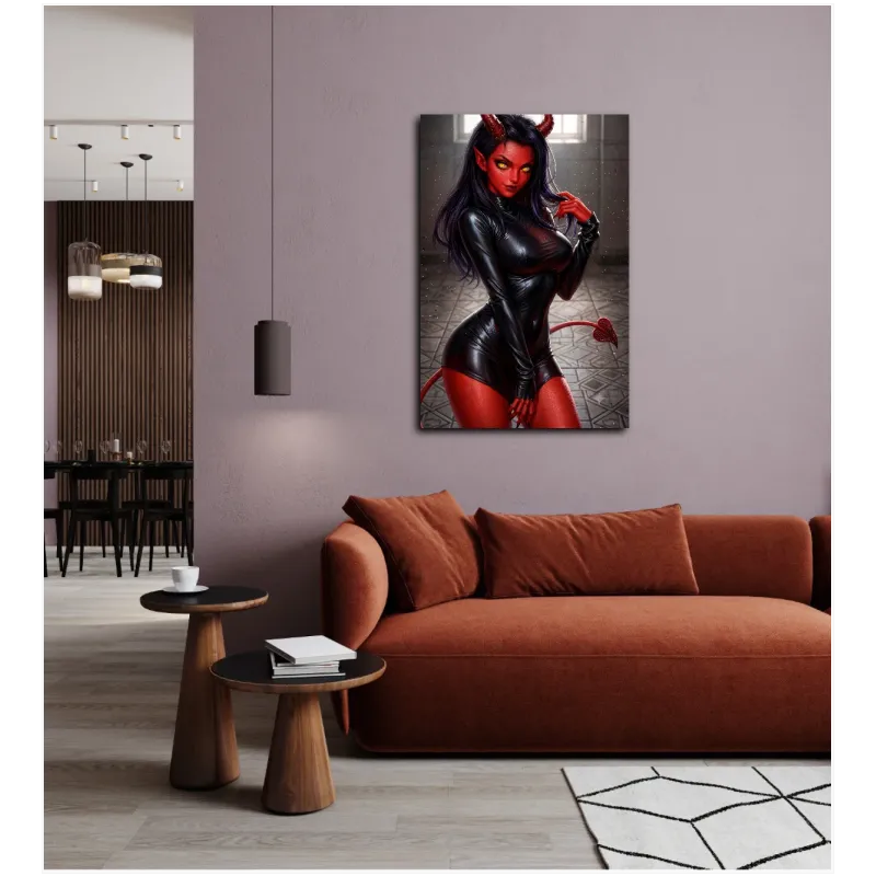 Γυναίκα Διαβόλισσα Fantasy Art Μαύρο Κόκκινο