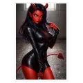 Γυναίκα Διαβόλισσα Fantasy Art Μαύρο Κόκκινο