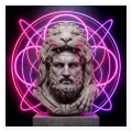 Άγαλμα Ηρακλή με Λεοντή Neon Φόντο