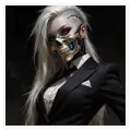 Φουτουριστική Γυναίκα Cyberpunk με Χρυσή Μάσκα Νεκροκεφαλής