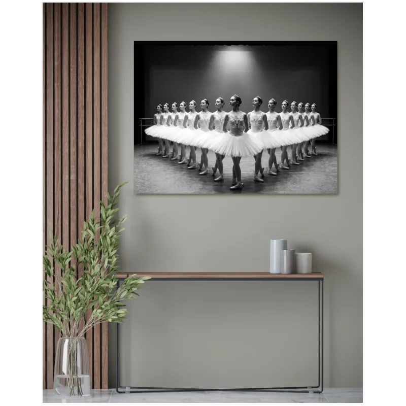 Group of Ballerinas Black and White Photography Canvas Print