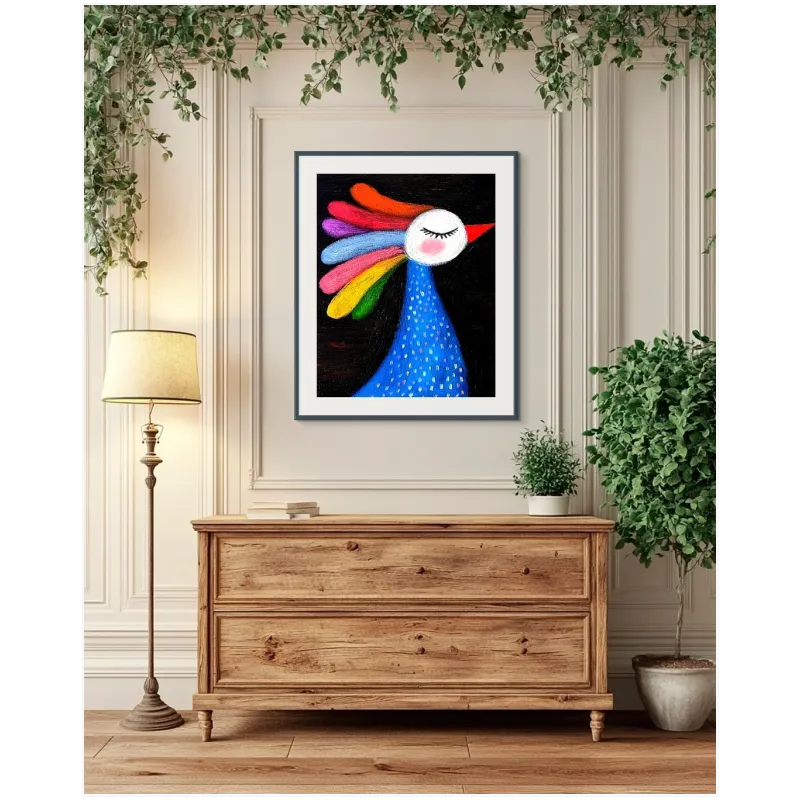 Πολύχρωμο Πτηνό Naive Art σε Καμβά