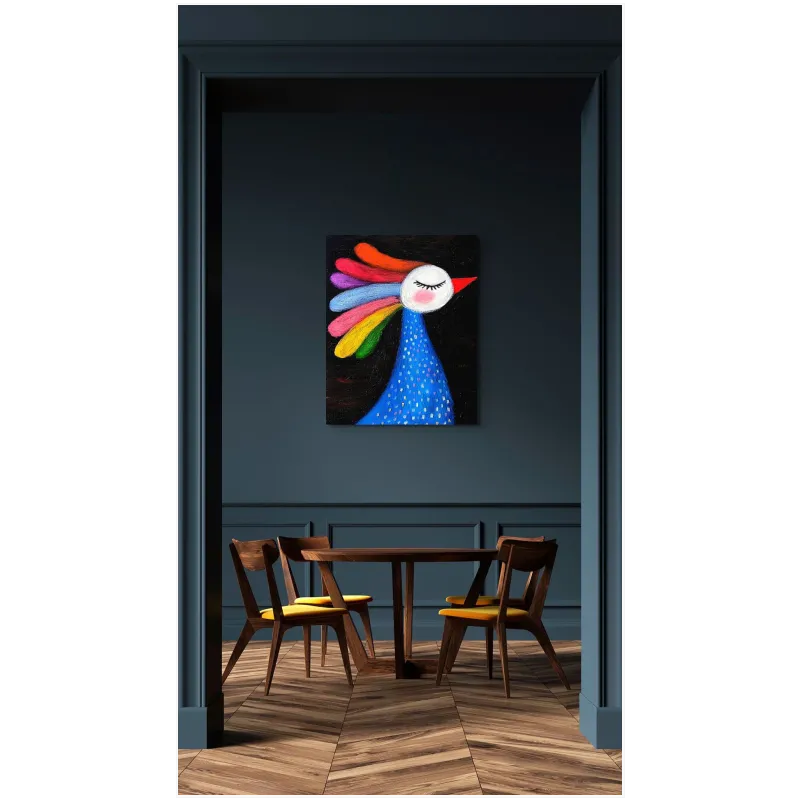 Πολύχρωμο Πτηνό Naive Art σε Καμβά