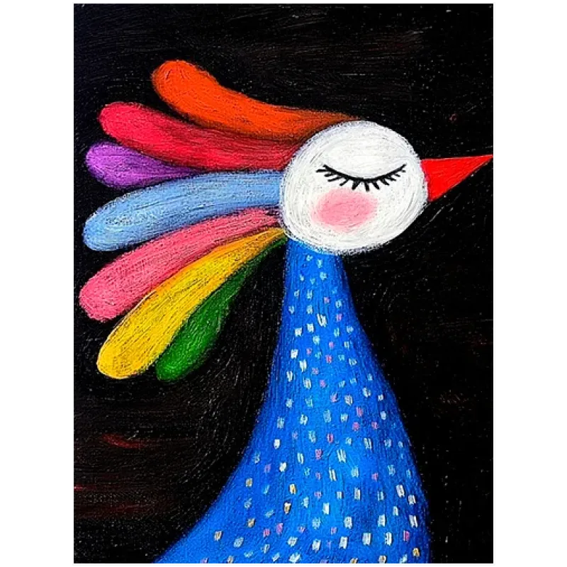 Πολύχρωμο Πτηνό Naive Art σε Καμβά