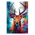 Majestic Deer Modern Watercolor Colorful Canvas Art