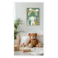 Cute Elephant with Rainbow Green Canvas Print