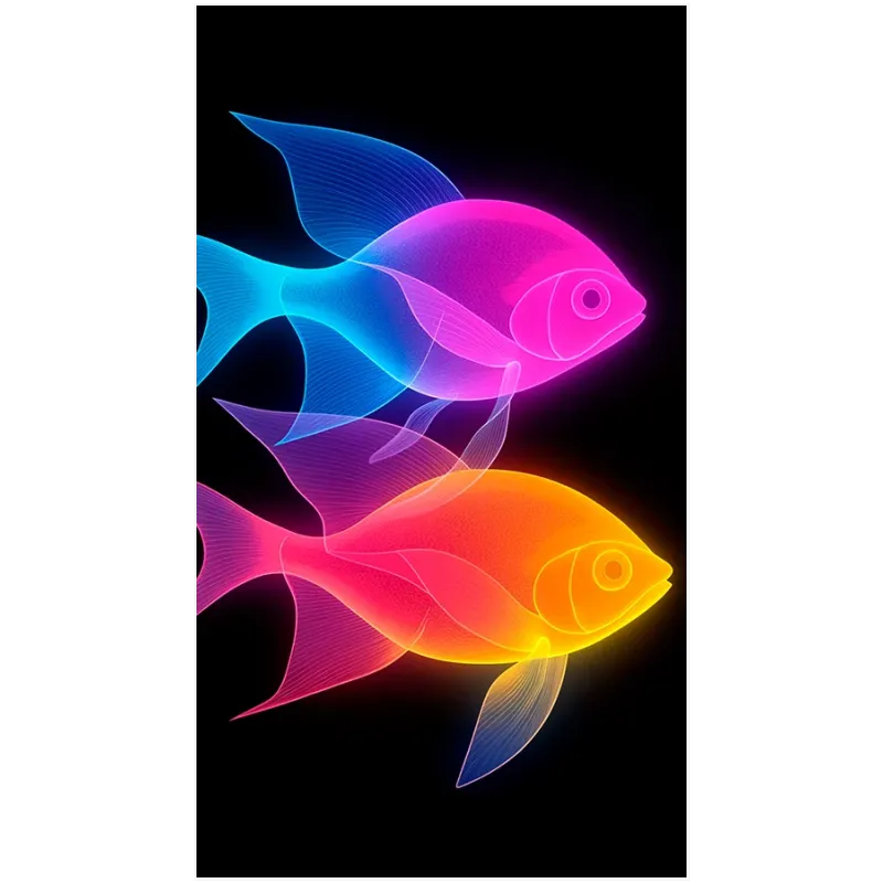 Luminous Neon Fish Modern Wall Art Print