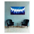 Abstract Ocean Waves Painting in Blue and White