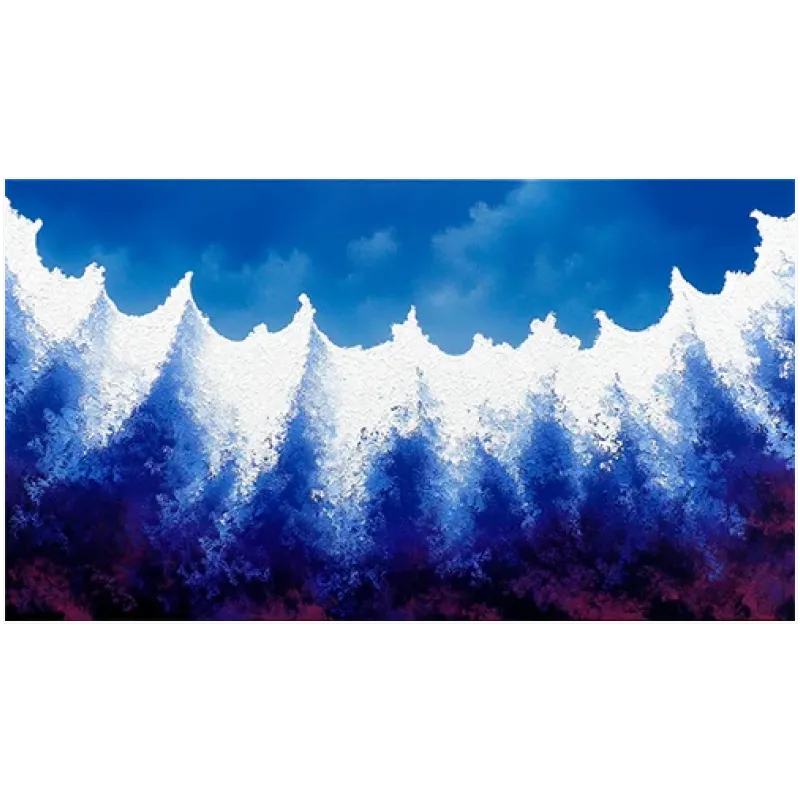 Abstract Ocean Waves Painting in Blue and White