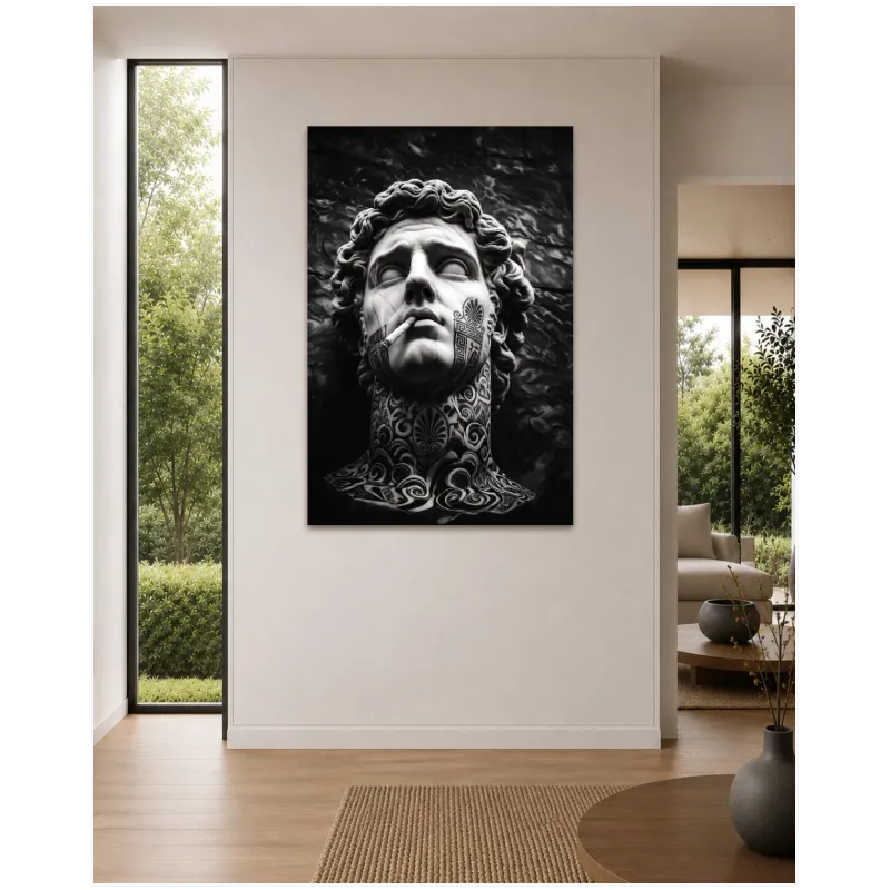 Classical Statue Modern Tattoo Black and White