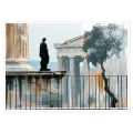Αρχαίο Ελληνικό Άγαλμα Ναός Αφηρημένη Σύνθεση