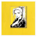 Πορτραίτο Γυναίκας Anime Manga σε Φωτεινό Κίτρινο Φόντο