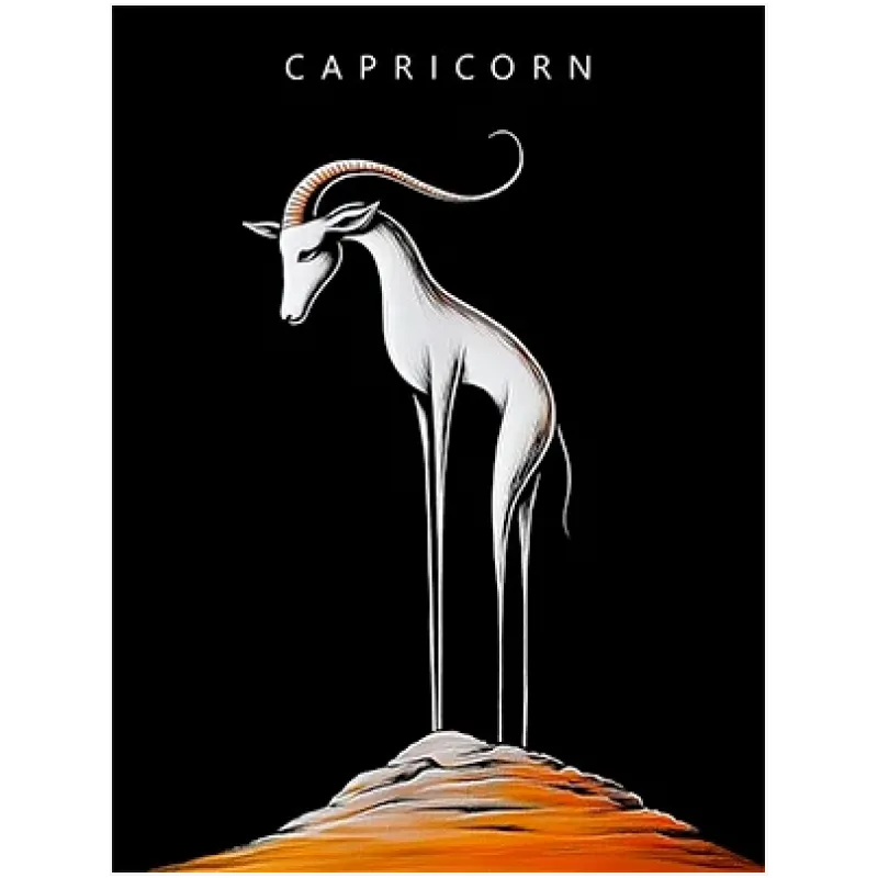 Απεικόνιση Αιγόκερως Minimalist Zodiac Art Μαύρο Φόντο