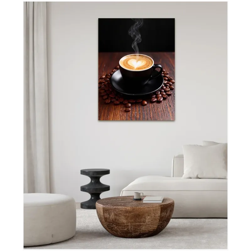 Φλιτζάνι Καφέ Latte Art Καρδιά Ζεστή Ατμόσφαιρα Καφέ Φόντο