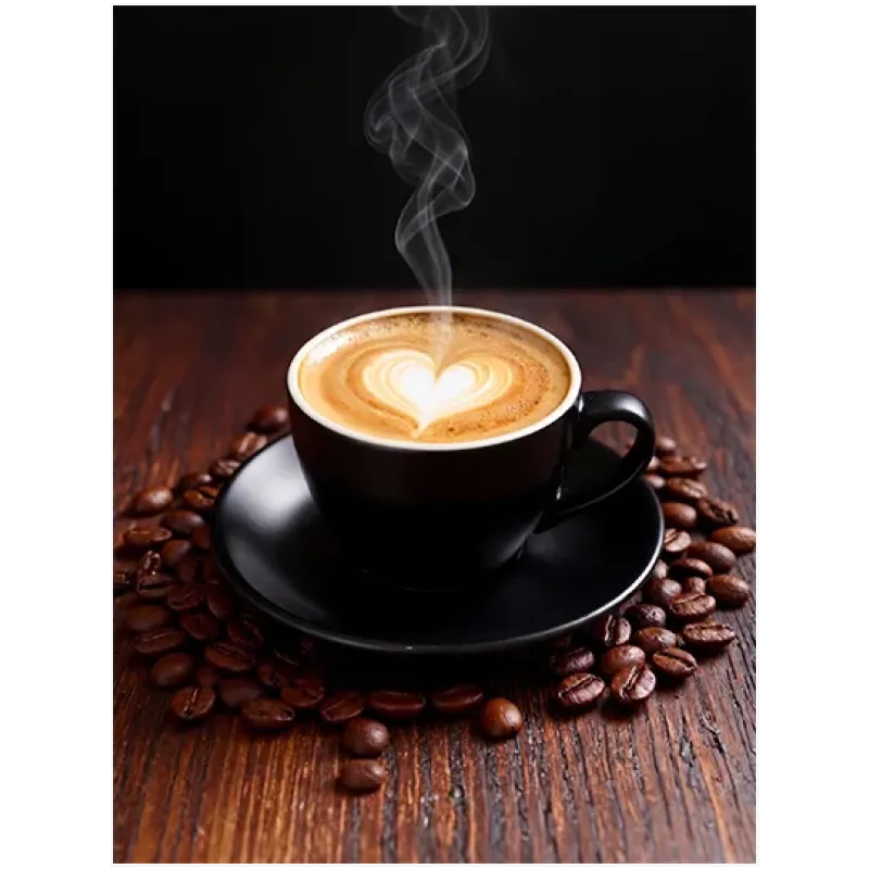 Φλιτζάνι Καφέ Latte Art Καρδιά Ζεστή Ατμόσφαιρα Καφέ Φόντο
