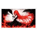 Anime Girl with Red Hair Dark Fantasy Canvas Art