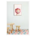 Cute Sleeping Lion Watercolor Pink Nursery Art