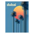 Dubai Travel Retro Minimalist Poster Palm Trees Blue