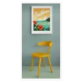 Vintage Caribbean Poster with Tropical Hibiscus Flowers
