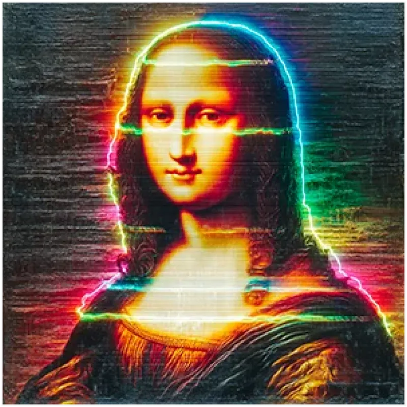 Πορτραίτο Μόνα Λίζα Neon Glitch Modern Pop Art