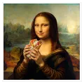 Mona Lisa Eating Souvlaki Humor Art