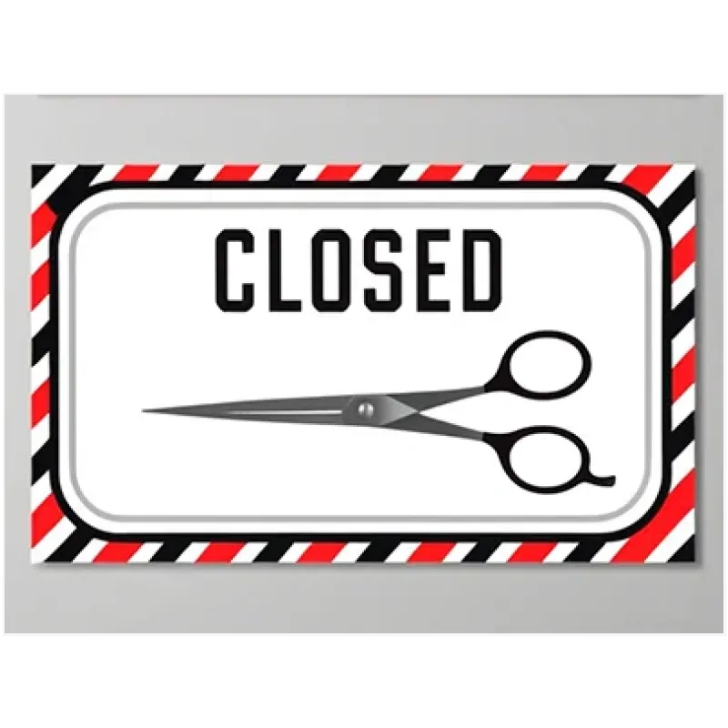 Πινακίδα Κλειστό Barber Shop Ψαλίδι Ρέτρο