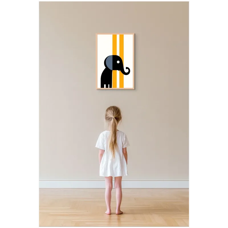 Αφαιρετικός Ελέφαντας Minimalist Μοντέρνα Γεωμετρία Κίτρινο Μαύρο
