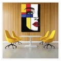 Abstract Female Portrait Mondrian Style Colorful Art