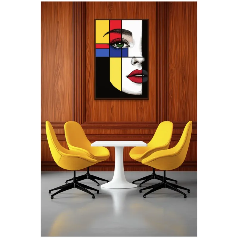 Abstract Female Portrait Mondrian Style Colorful Art