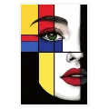 Abstract Female Portrait Mondrian Style Colorful Art