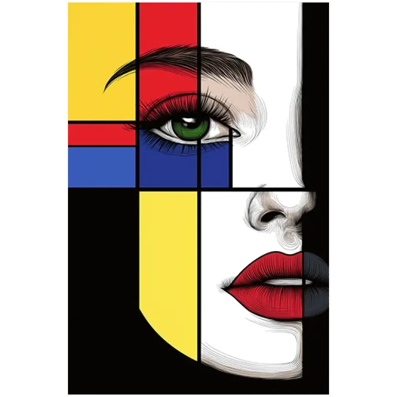 Γυναικείο Πορτραίτο Αφηρημένο Mondrian Style Πολύχρωμο