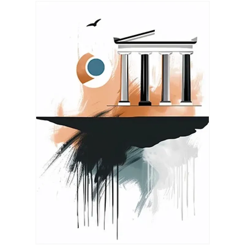 Αρχαίος Ελληνικός Ναός Αφηρημένη Σύνθεση σε Γήινους Τόνους