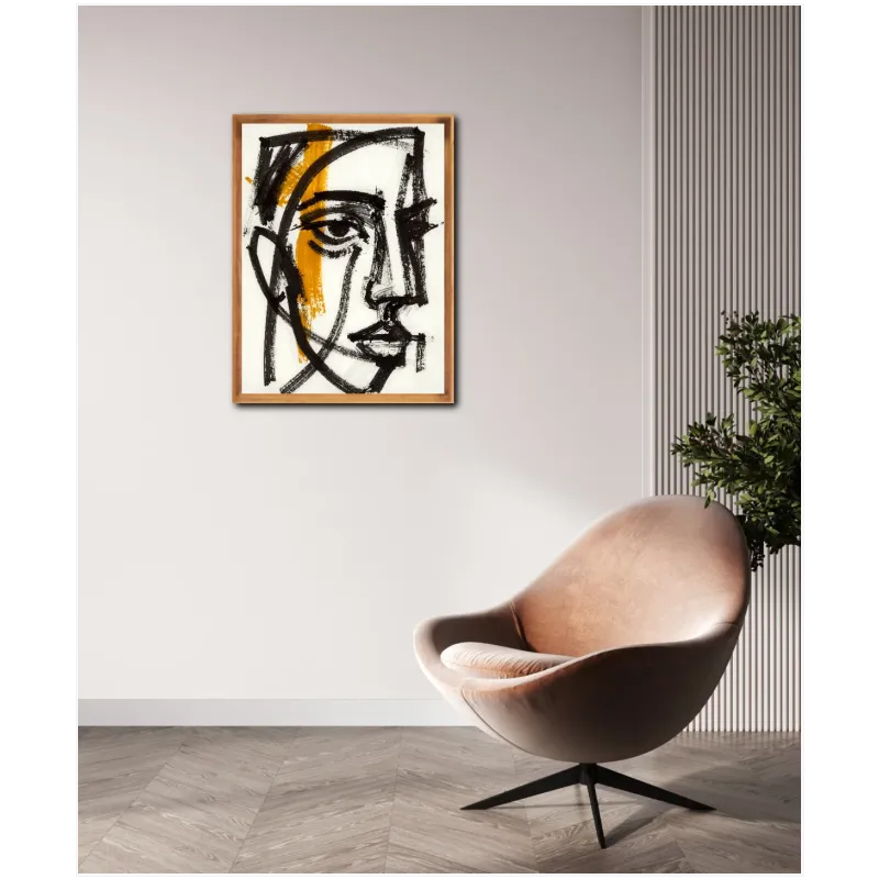 Αφαιρετικό Πορτραίτο Πρόσωπο Modern Line Art Μαύρο Kitrino