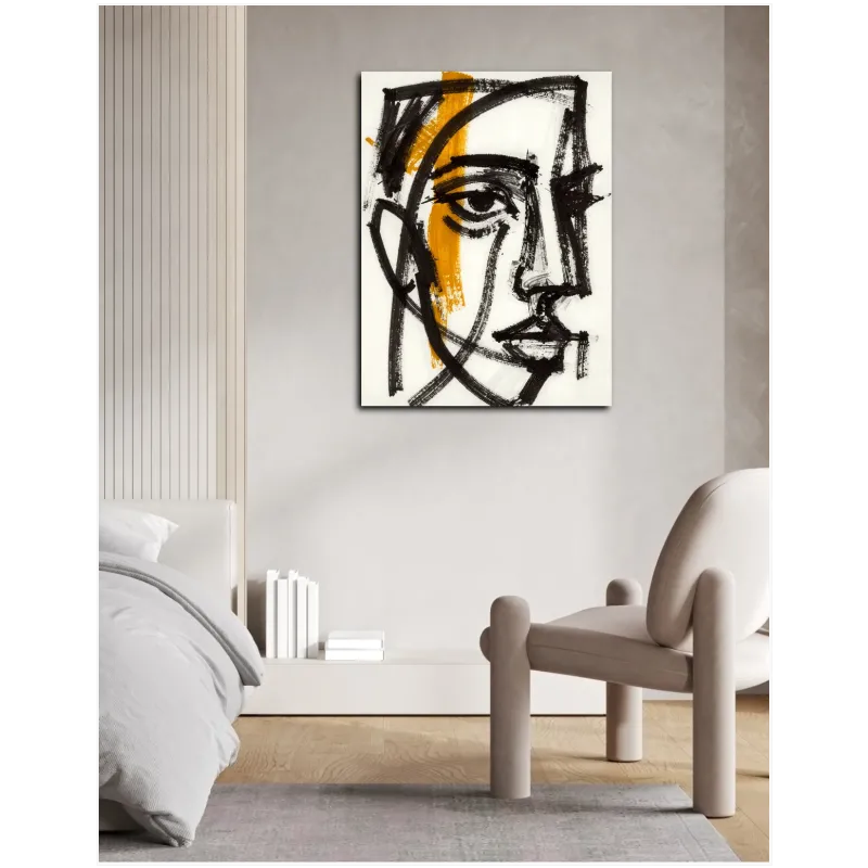 Αφαιρετικό Πορτραίτο Πρόσωπο Modern Line Art Μαύρο Kitrino