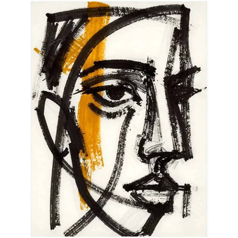 Αφαιρετικό Πορτραίτο Πρόσωπο Modern Line Art Μαύρο Kitrino