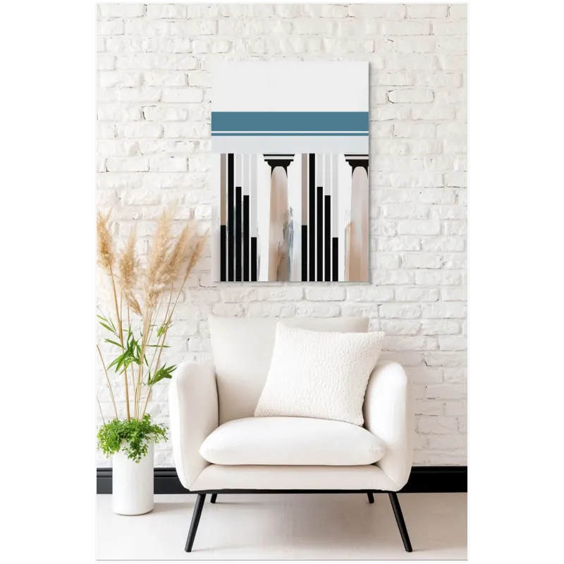 Classical Columns Abstract Canvas Print Beige Blue