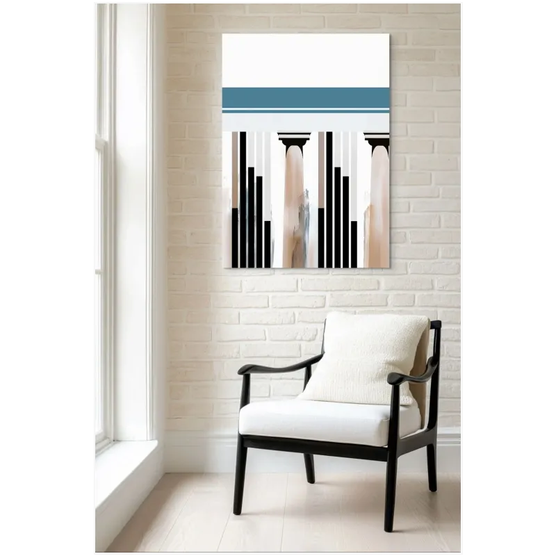 Classical Columns Abstract Canvas Print Beige Blue