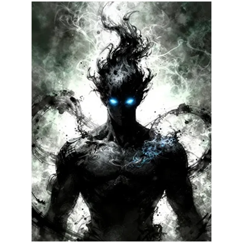 Σκοτεινός Πολεμιστής Fantasy με Φωτεινά Μπλε Μάτια