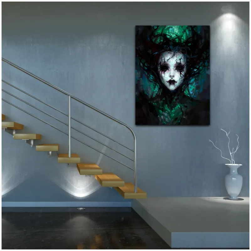 Dark Gothic Female Portrait in Emerald Green