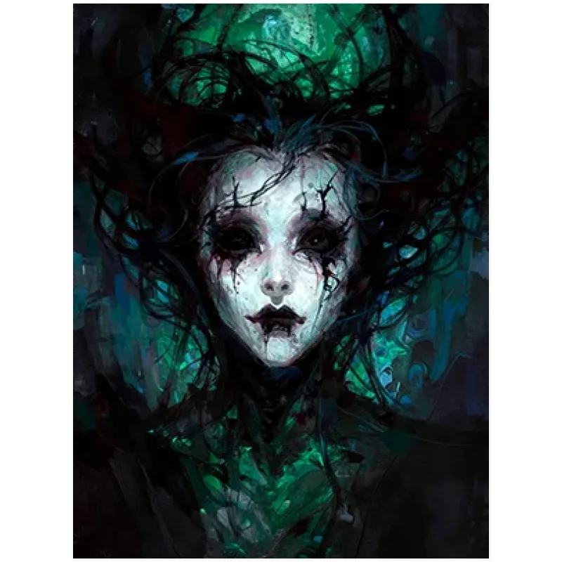 Dark Gothic Female Portrait in Emerald Green