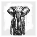 Elephant in Suit Surreal Black White Art