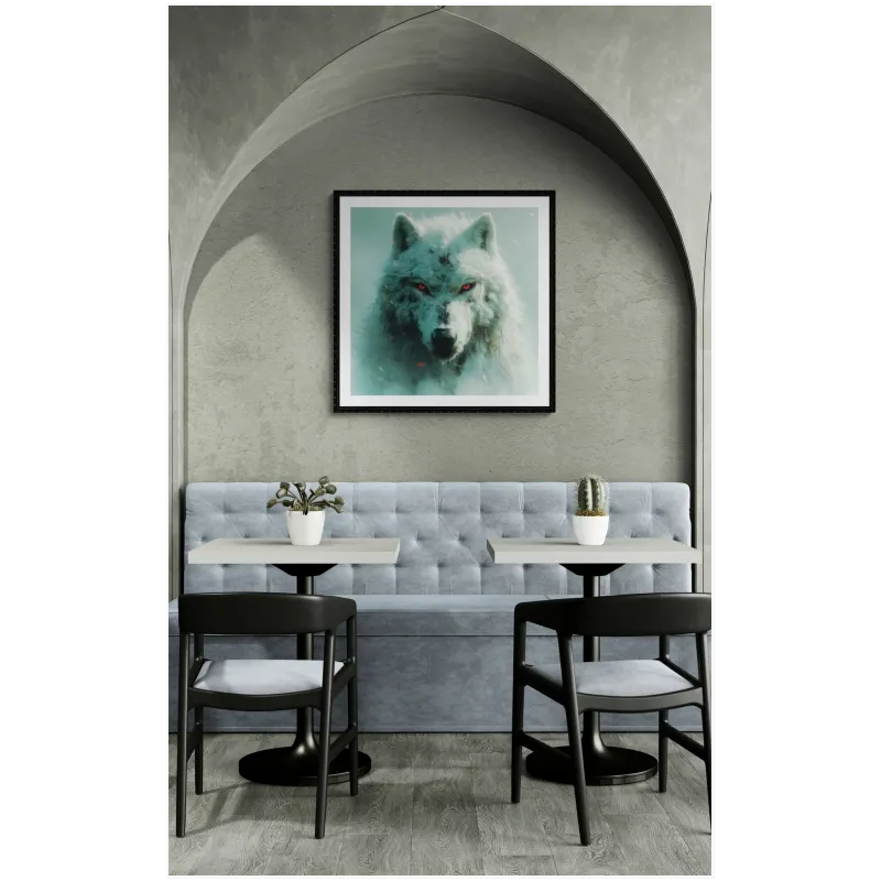 Wild White Wolf with Glowing Red Eyes Fantasy
