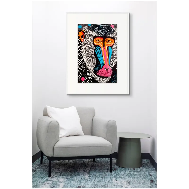 Mandrill Monkey Portrait Colorful Pop Art Canvas