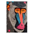 Mandrill Monkey Portrait Colorful Pop Art Canvas