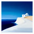 Εκκλησάκι σε Κυκλαδίτικο Τοπίο Μινιμαλιστική Ελαιογραφία Μπλε