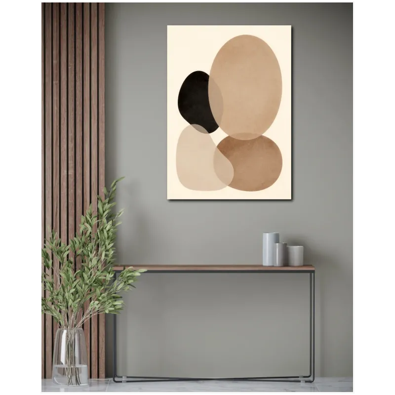 Abstract Geometric Organic Shapes Beige Brown