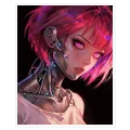 Cyberpunk Γυναίκα Cyborg Anime Φουτουριστικό Ροζ