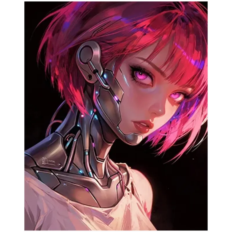 Cyberpunk Γυναίκα Cyborg Anime Φουτουριστικό Ροζ