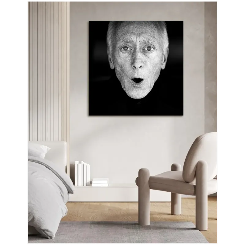 Surprised Elderly Man Portrait Black White